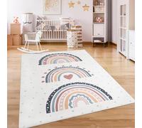Paco Home Alfombra De Habitacion Bebe Infantil Niña Niño De Juego Antideslizante Arcoíris Corazón Lunares, tamaño:200x280 cm, Color:Multicolor 2