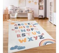 Paco Home Alfombra De Habitacion Bebe Infantil Niña Niño De Juego Antideslizante Arcoíris Corazón Lunares, tamaño:80x150 cm, Color:Multicolor