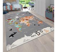Paco Home Alfombra De Habitacion Bebe Infantil Niña Niño De Juego Motivo Animal Antideslizante Moderna Gris Azul Marron, tamaño:120x160 cm