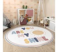 Paco Home Alfombra De Habitacion Bebe Infantil Niña Niño De Juego Retonda Arcoíris Se Puede Lavar En La Lavadora Moderna, tamaño:Ø 100 cm Redon, Color:Multicolor
