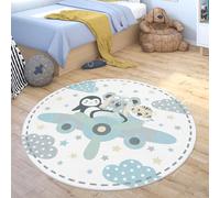Paco Home Alfombra De Habitacion Bebe Infantil Niña Niño De Juego Se Puede Lavar En La Lavadora Redonda Moderna Color Pastel, tamaño:Ø 120 cm Redon, Color:Beige