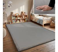 Paco Home Alfombra De Habitacion Bebe Infantil Niña Niño De Juego Suave Antideslizante Moderna, tamaño:200x350 cm, Color:Gris