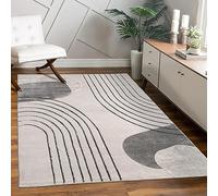 Paco Home Alfombra de Sala y Dormitorio, Moderna Pelo Corto, diseño Floral geométrico con Palmera Brillante, Efecto Alto-bajo 3D, tamaño:80x150 cm, Color:Gris 4