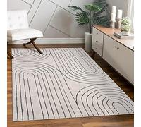 Paco Home Alfombra de Sala y Dormitorio, Moderna Pelo Corto, diseño Floral geométrico con Palmera Brillante, Efecto Alto-bajo 3D, tamaño:160x230 cm, Color:Gris 3
