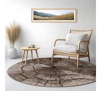 Paco Home Alfombra De Salón De Diseño Elegante Estampado De Tronco De Madera Natural Gris Marrón Beige, tamaño:Ø 160 cm Redondo
