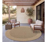 Paco Home Alfombra de Yute para Interior y Exterior - Natural y Negra, Resistente y Elegante, Ideal para Patio y Salón, Beige 1, 160 cm Redon