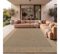 Paco Home Alfombra de Yute para Interior y Exterior - Natural y Negra, Resistente y Elegante, Ideal para Patio y Salón, Beige 1, 120x170 cm