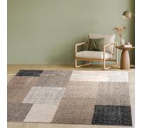 Paco Home Alfombra Diseño Moderna A Cuadros De Pelo Corto Mezcla En Marrón Crema, tamaño:230x320 cm