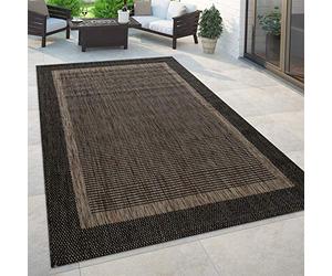 Paco Home Alfombra Exterior Interior Balcón Terraza Alfombra Cocina Boho Oriental Moderno, tamaño:120x160 cm, Color:Antracita