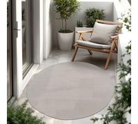 Paco Home Alfombra Exterior Interior Balcón Terraza Alfombra Cocina Monocolor Jaspeado, tamaño:Ø 160 cm Redon, Color:Marfil