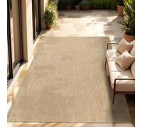 Paco Home Alfombra Exterior Interior Balcón Terraza Alfombra Cocina Monocolor Jaspeado, tamaño:150 cm Cuadrado, Color:Naturaleza