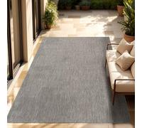 Paco Home Alfombra Exterior Interior Balcón Terraza Alfombra Cocina Monocolor Jaspeado, tamaño:300x400 cm, Color:Gris