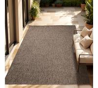 Paco Home Alfombra Exterior Interior Balcón Terraza Alfombra Cocina Monocolor Jaspeado, tamaño:300x400 cm, Color:Taupe
