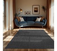 Paco Home Alfombra Exterior Interior Balcón Terraza Alfombra Cocina Monocolor Jaspeado, tamaño:300x400 cm, Color:Antracita