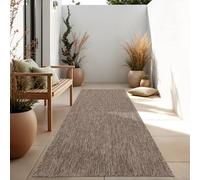 Paco Home Alfombra Exterior Interior Balcón Terraza Alfombra Cocina Monocolor Jaspeado, tamaño:60x100 cm, Color:Taupe