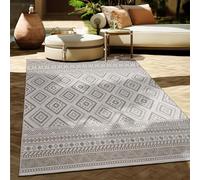 Paco Home Alfombra Exterior Interior Balcón Terraza Cocina Motivo Boho Étnico Moderno, tamaño:60x100 cm, Color:Beige 2