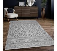 Paco Home Alfombra Exterior Interior Balcón Terraza Cocina Motivo Boho Étnico Moderno, tamaño:60x100 cm, Color:Antracita