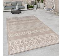 Paco Home Alfombra Exterior Interior Balcón Terraza Cocina Motivo Boho Étnico Moderno, tamaño:80x150 cm, Color:Beige