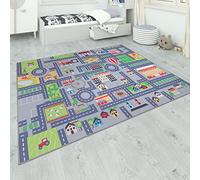 Paco Home Alfombra Habitación Infantil Gris Juegos Diseño Calles Niñas Niños, tamaño:160x220 cm, Color:Gris 2