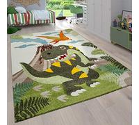 Paco Home Alfombra Habitación Infantil para Niños Motivo De Animales Y Selva Pelo Corto, tamaño:120x170 cm, Color:Verde 4