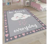 Paco Home Alfombra Infantil, Alfombra Habitación Infantil con Motivos De Estrellas, Luna Y Cuadros, tamaño:120x160 cm, Color:Pink 6