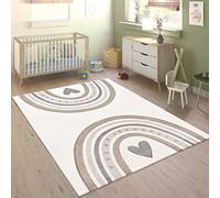Paco Home Alfombra Infantil Alfombra Habitacion Niño Arcoíris Corazón 3D Beige Crema, tamaño:80x150 cm