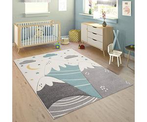 Paco Home Alfombra Infantil Alfombra Habitacion Niño Color Pastel 3D Motivo Montañas Moderna, tamaño:80x150 cm