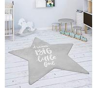 Paco Home Alfombra Infantil Chicas Chicos Cuarto Infantil Estrellas Moderna Inscripción, tamaño:Forma de Estrella de 150 cm, Color:Gris