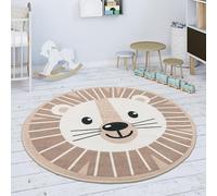 Paco Home Alfombra Infantil Cuarto Redonda Moderna Chicas Chicos Luna Koala Cabeza León, tamaño:80 cm Redon, Color:Beige