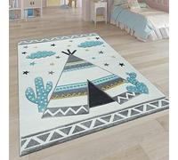 Paco Home Alfombra Infantil, Habitación Infantil Colores Pastel, Motivo 3D Tipi Indio En Beige, tamaño:160x230 cm