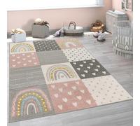 Paco Home Alfombra Infantil Habitación Infantil Niña Niño Varios Estampados Y Tamaños, tamaño:Ø 120 cm Redon, Color: Crema Rosa Gris