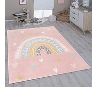 Paco Home Alfombra Infantil Habitación Infantil Niña Niño Varios Estampados Y Tamaños, tamaño:Ø 200 cm Redon, Color:Rosa Blanco