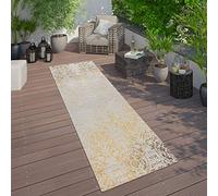 Paco Home Alfombra Interior/Exterior Oriental Amarillo Crema, tamaño:60x100 cm