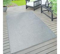 Paco Home Alfombra Interior Exterior Terraza Balcón Intemperie Lisa Estructura, tamaño:240x340 cm, Color:Gris
