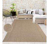 Paco Home Alfombra Interior Y Exterior Balcon Alfombra Cocina con Ribete Óptica Sisal Lisa Beige, tamaño:80x150 cm