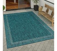 Paco Home Alfombra Interior Y Exterior Balcon Terraza Alfombra Cocina Moderna Dibujo Geometrico Motivo Abstract, tamaño:80x150 cm, Color:Turquesa