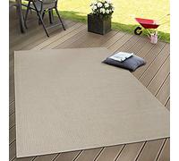 Paco Home Alfombra Interior Y Exterior Tejido Liso Terrazas Aspecto Natural Beige, tamaño:60x100 cm