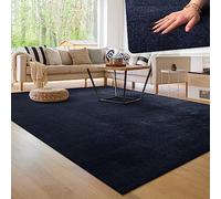Paco Home Alfombra Moderna y Suave para Salón a Pelo Corto Lavable Fluffy Uni Efecto Piel Intemporal Elegante Antideslizante Fácil de Limpiar, tamaño:240x340 cm, Color:Azul-Marino