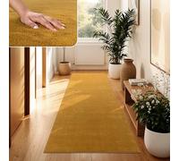 Paco Home Alfombra Moderna y Suave para Salón a Pelo Corto Lavable Fluffy Uni Efecto Piel Intemporal Elegante Antideslizante Fácil de Limpiar, tamaño:100x200 cm, Color:Amarillo