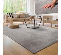 Paco Home Alfombra Moderna y Suave para Salón a Pelo Corto Lavable Fluffy Uni Efecto Piel Intemporal Elegante Antideslizante Fácil de Limpiar, tamaño:200x280 cm, Color:Gris