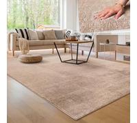 Paco Home Alfombra Moderna y Suave para Salón a Pelo Corto Lavable Fluffy Uni Efecto Piel Intemporal Elegante Antideslizante Fácil de Limpiar, tamaño:200 cm Cuadrado, Color:Beige