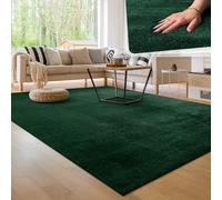 Paco Home Alfombra Moderna y Suave para Salón a Pelo Corto Lavable Fluffy Uni Efecto Piel Intemporal Elegante Antideslizante Fácil de Limpiar, tamaño:200 cm Cuadrado, Color:Verde