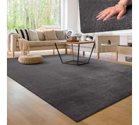Paco Home Alfombra Moderna y Suave para Salón a Pelo Corto Lavable Fluffy Uni Efecto Piel Intemporal Elegante Antideslizante Fácil de Limpiar, tamaño:200x280 cm, Color:Antracita