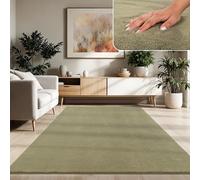 Paco Home Alfombra Moderna y Suave para Salón a Pelo Corto Lavable Fluffy Uni Efecto Piel Intemporal Elegante Antideslizante Fácil de Limpiar, tamaño:200 cm Cuadrado, Color:Verde Claro