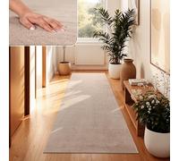 Paco Home Alfombra Moderna y Suave para Salón a Pelo Corto Lavable Fluffy Uni Efecto Piel Intemporal Elegante Antideslizante Fácil de Limpiar, tamaño:60x100 cm, Color:Beige