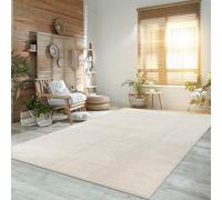 Paco Home Alfombra Moderna y Suave para Salón a Pelo Corto Lavable Fluffy Uni Efecto Piel Intemporal Elegante Antideslizante Fácil de Limpiar, tamaño:140x200 cm, Color:Crema 4