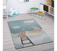 Paco Home Alfombra para Habitación Infantil Juegos Bebé Animales Arco Iris Corazón, tamaño:120x160 cm, Color:Turquesa