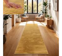 Paco Home Alfombra para Salón en Falsa Piel Suave Lavable Moderna Elegante Fácil de Limpiar Efecto Piel Uni Brillante Fluffy a Pelo Corto, tamaño:60x90 cm, Color:Amarillo