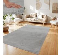 Paco Home Alfombra para Salón en Falsa Piel Suave Lavable Moderna Elegante Fácil de Limpiar Efecto Piel Uni Brillante Fluffy a Pelo Corto, tamaño:200x280 cm, Color:Gris