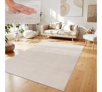 Paco Home Alfombra para Salón en Falsa Piel Suave Lavable Moderna Elegante Fácil de Limpiar Efecto Piel Uni Brillante Fluffy a Pelo Corto, tamaño:240x340 cm, Color:Crema